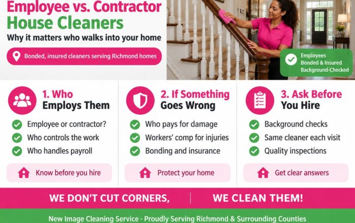 Bonded and insured house cleaner employee cleaning a kitchen in Richmond, VA